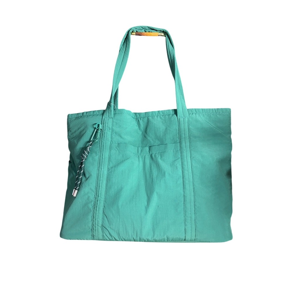 FLX Green Canvas Tote Bag w/Back Travel Sleeve Workout Vacation 13" GIFT NEW